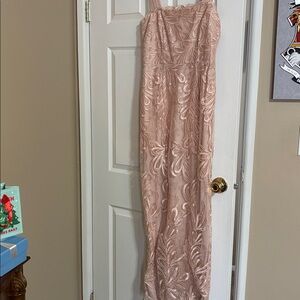 Adrianna Papell Blush Pink Embroidered Wedding Dress